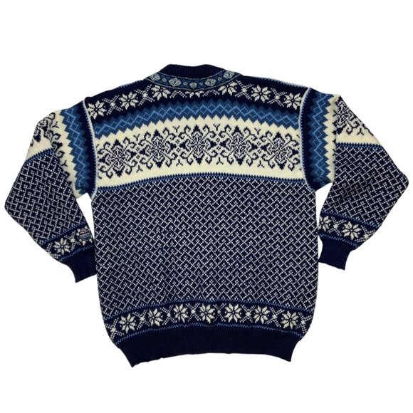 Nordstrikk Virgin Wool Cardigan Sweater L Blue Fair Isle Norway Nordic Hippie - Picture 11 of 12